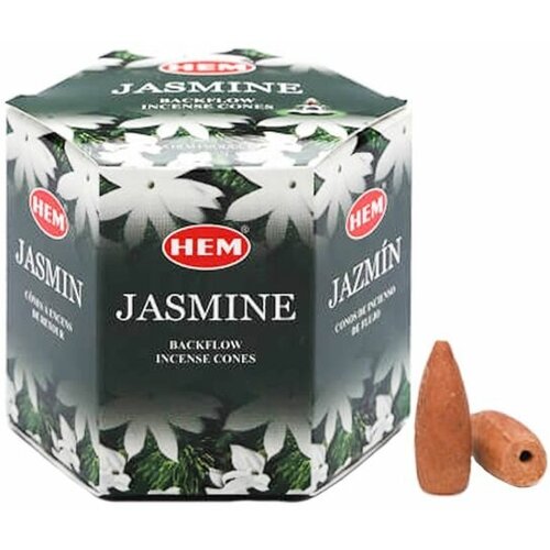 JASMINE Backflow Incense Cones, Hem (жасмин благовония пуля стелющийся дым, Хем), уп. 40 конусов. high quality tranditional 70pcs aromatherapy cone natural smoke tower cones bullet backflow incense hollow cone jasmine