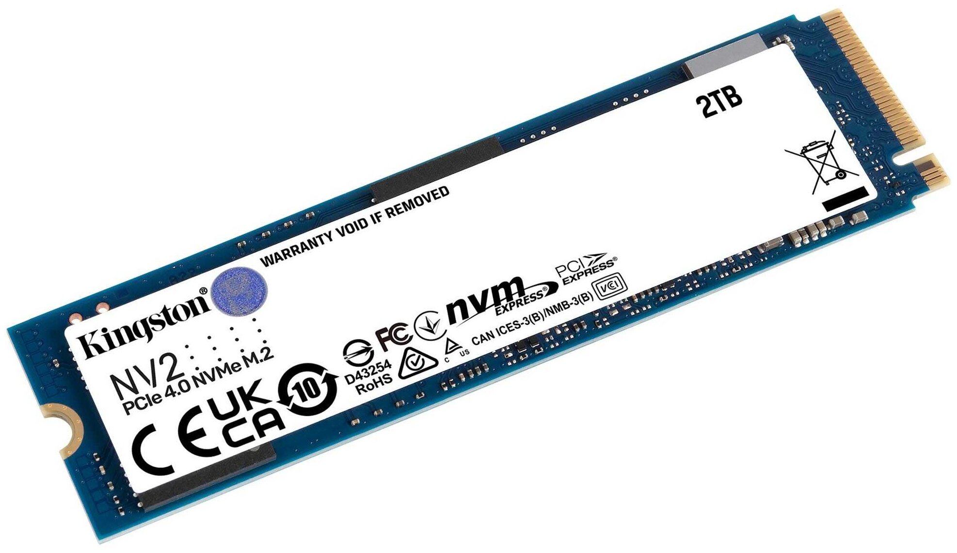 Накопитель KINGSTON SSD M.2 NV2 2TB PCIe 4.0 x4 3D NAND TLC (SNV2S/2000G) - фотография № 2