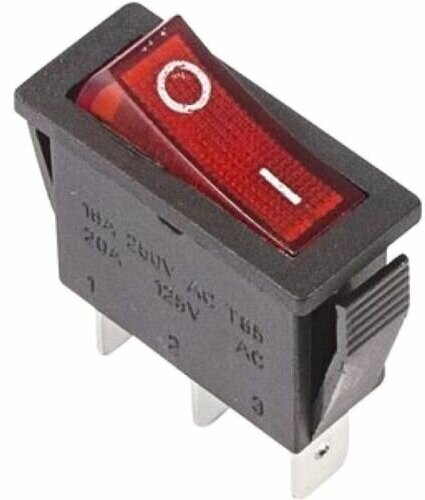 Выключатель клавишный Rexant 36-2210 250V 16A (3с) ON-OFF красный с подсветкой