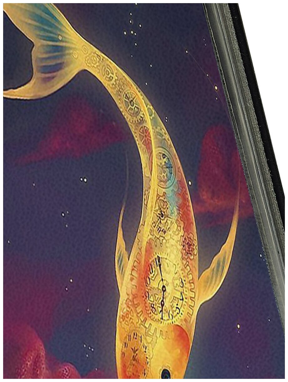 Чехол-книжка на Apple iPhone 8 Plus / 7 Plus / Эпл Айфон 7 Плюс / 8 Плюс с рисунком "Кот и рыбка" черный