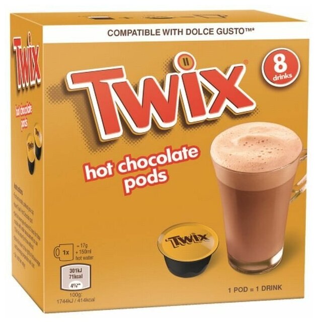 Горячий шоколад Twix в Dolce Gusto капсулах, 8 капсул - фотография № 1