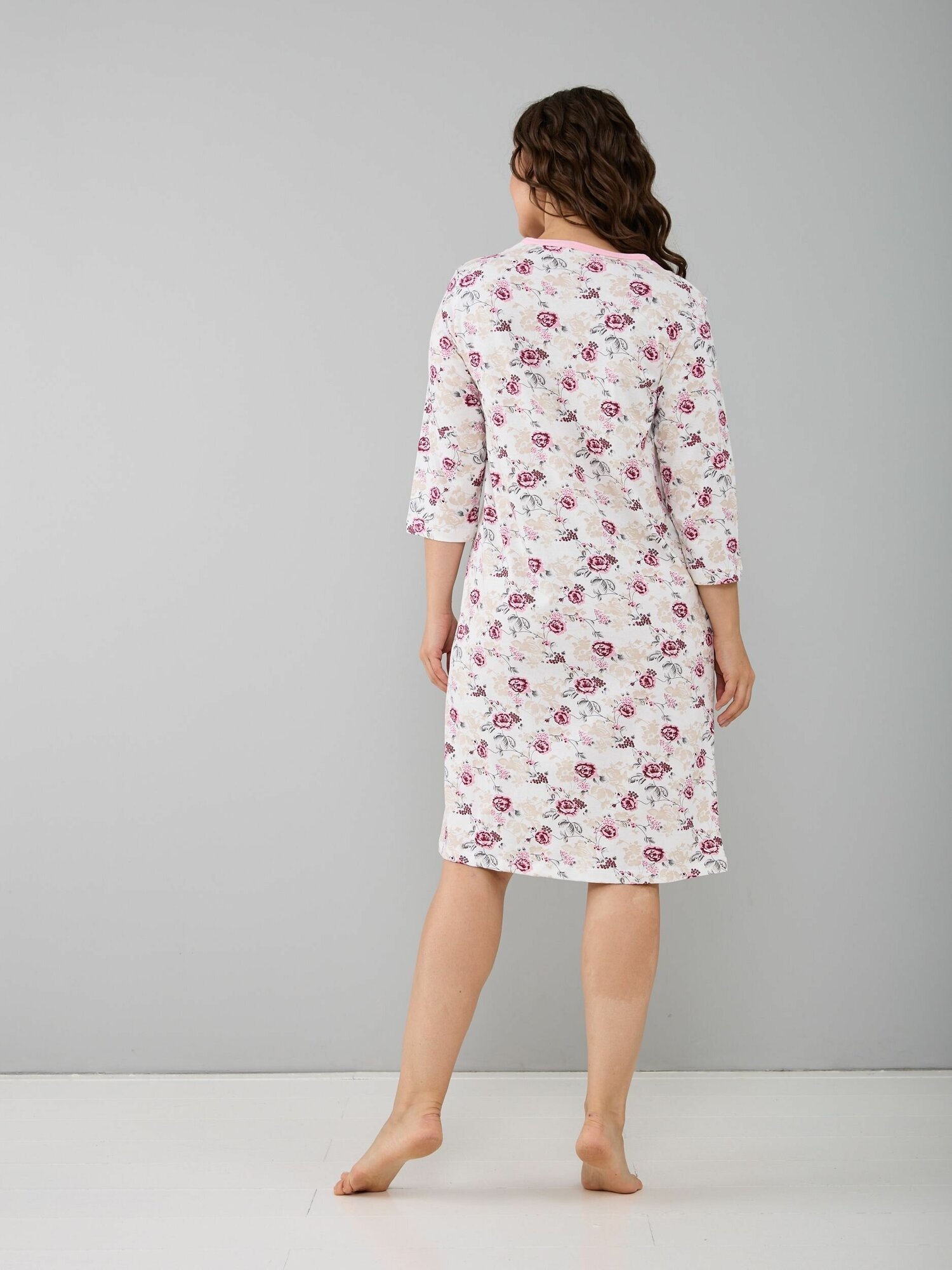 Ночная сорочка женская Алтекс розово-белая, размер 48 - фотография № 4
