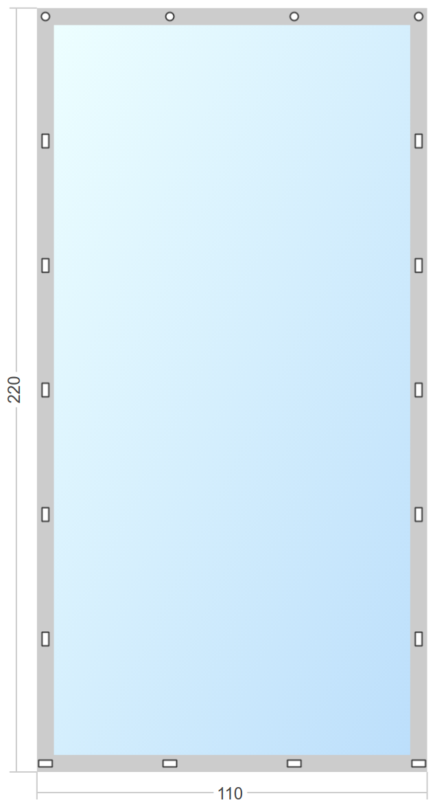 Мягкое окно Софтокна 110х220 см съемное, Скоба-ремешок, Прозрачная пленка 0,7мм, Серая окантовка, Комплект для установки - фотография № 3
