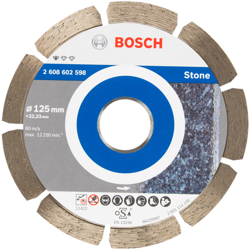 BOSCH Диск алмазный отрезной Standard for Stone 125-22,23 мм Bosch 2.608.602.598 алмазный отрезной диск standard for concrete 125 мм x 22 2 мм