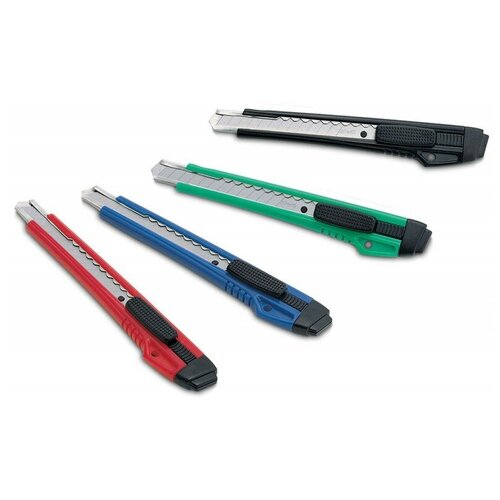 Нож канцелярский KW-trio, цвет: ассорти, 9 мм, арт. 3563 канцелярский нож 9мм аллюминий металлический корпус в комплекте сменные лезвия 10шт