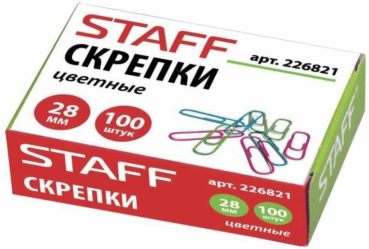 STAFF Скрепки, 226821, 28 мм (100 шт.) разноцветный 100 шт. - фото №11