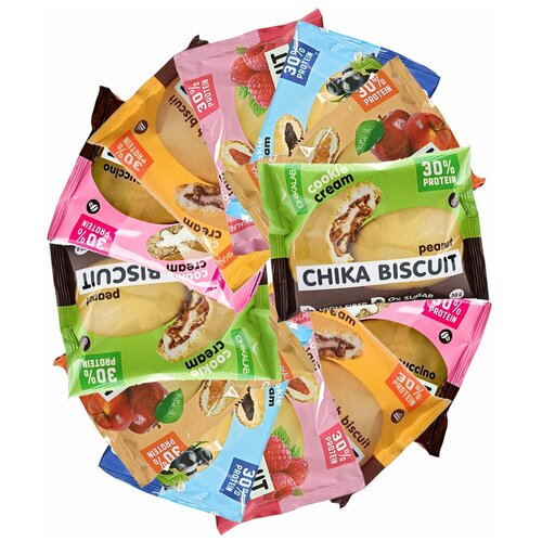 CHIKALAB, Chika Biscuit ассорти всех вкусов, 12 печенек