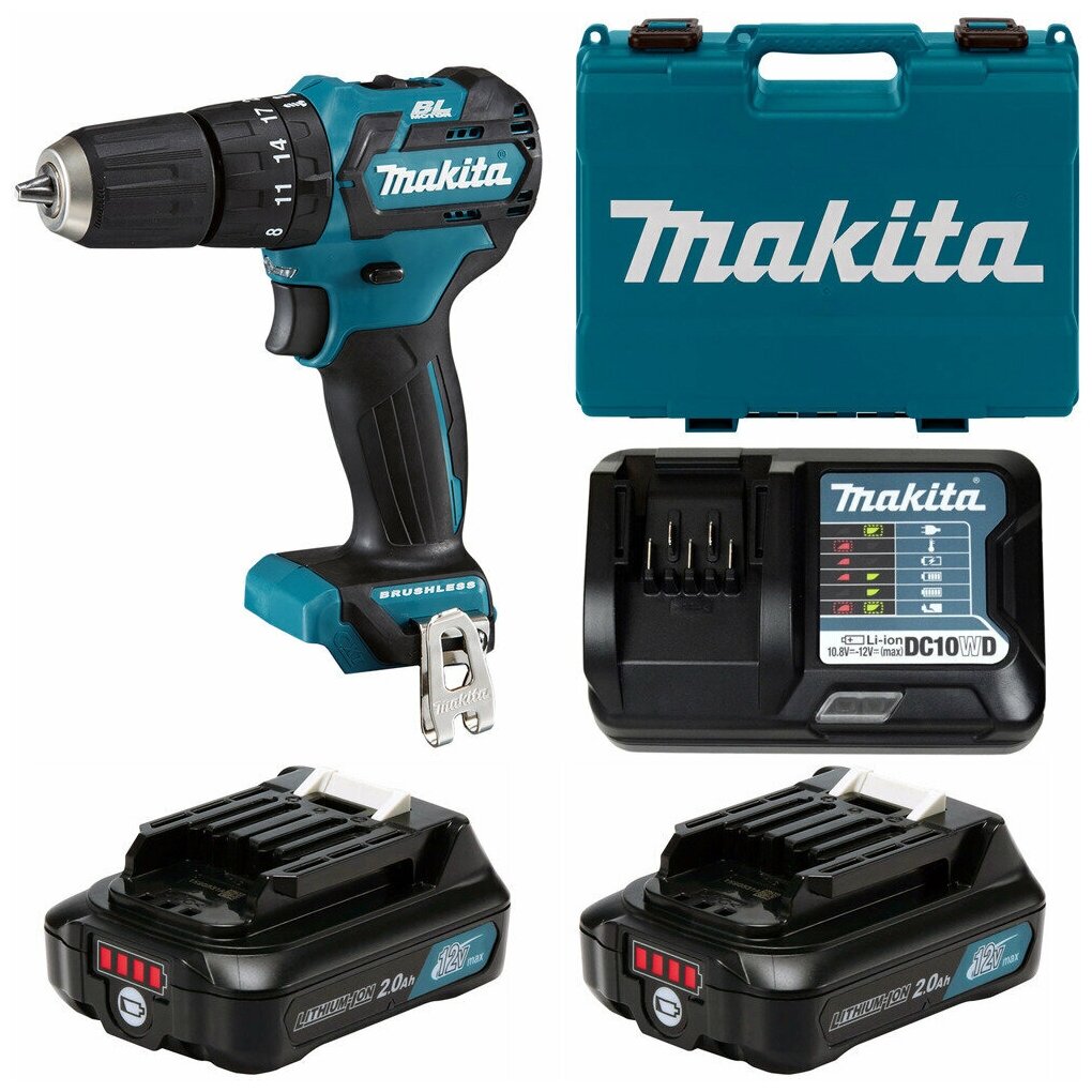 Дрель-шуруповерт аккумуляторная 35Нм CXT 12В, 2х2Ач, з/у, Makita HP332DWAE