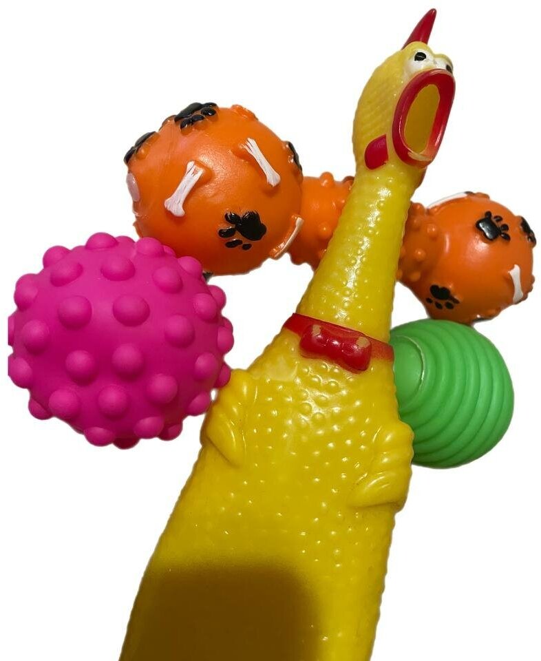 Игрушки для собак с пищалками 4 штуки в наборе/Средний набор игрушек с пищалками для собак - фотография № 2