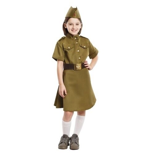 Военная форма платье Великой Отечественной войны с коротким рукавом, 104-116см, 3-5лет гимнастерка военная детская люкс 104 116см 3 5лет