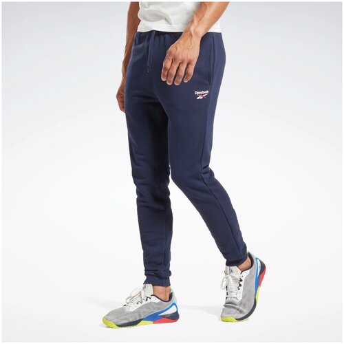 Брюки спортивные джоггеры Reebok RI FT LEFT LEG JOGGER, размер L, синий брюки reebok ri washed jogger размер l бордовый