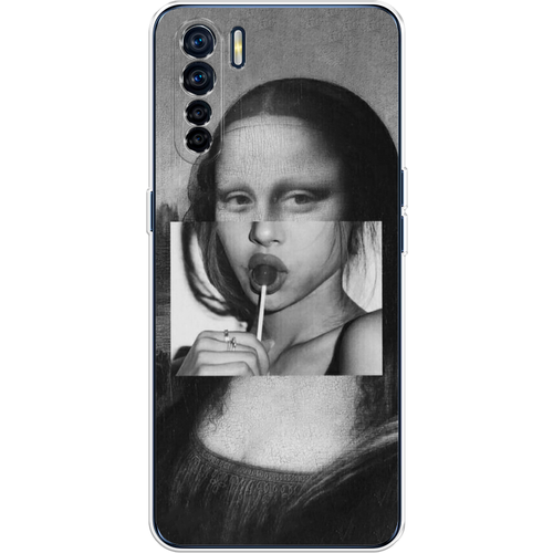 Силиконовый чехол на Oppo A91/Reno 3 / Оппо A91/Рено 3 Mona Lisa sucking lollipop дизайнерский силиконовый чехол для оппо а91 oppo a91 энергия красоты