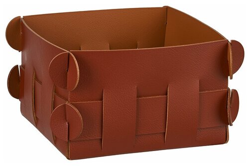 Настольная корзинка для сервировки и декора Shlesser, ADJ, 13х13х8см, натуральная кожа, цвет: бордо
