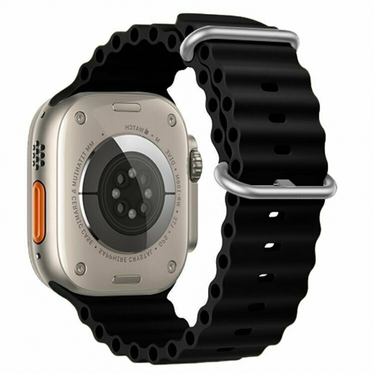 Ремешок для смарт-часов X8+ Ultra / X8 Ultra / X8 Pro+ / X8 Pro / Apple Watch, Ocean Band, силиконовый черный, 42-49mm