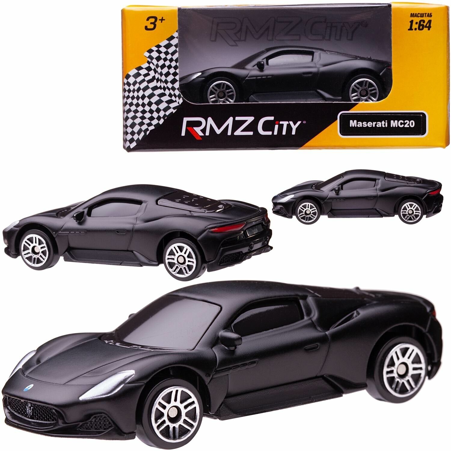 Машина металлическая Uni-Fortune "RMZ City" М 1:64, Maserati MC 2020, без механизмов, цвет черный матовый (344982SM)