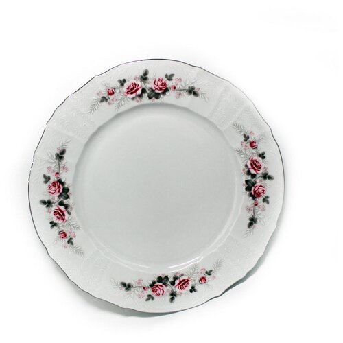 Обеденная тарелка 6 шт 25 см, Бернадотт, Серая роза, Thun1794