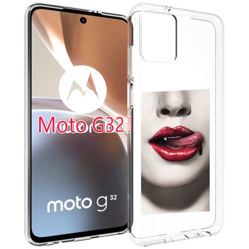 Чехол MyPads губы-вампирши для Motorola Moto G32 задняя-панель-накладка-бампер