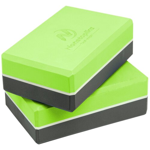 Блок для йоги/Кирпич спортивный/Блок для фитнеса/Опорный блок /Кубик для йоги и пилатеса Nonstopika 23х15х7.5см зелено-черный, опорный кирпич, 2 штуки