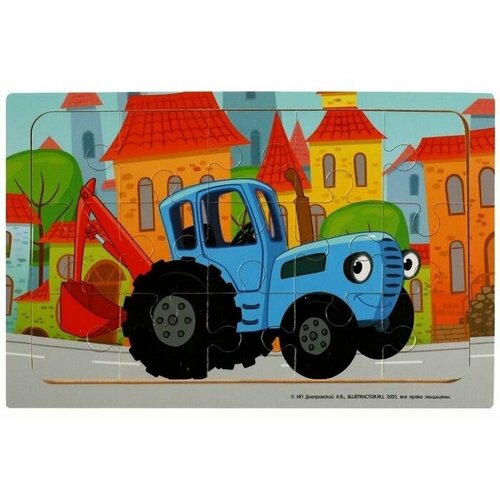 Игрушка деревянная Пазл Синий трактор 22 15 см 636₽