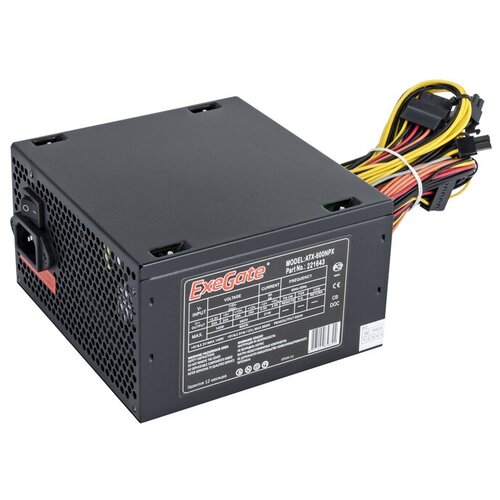 Блок питания EXEGATE 650NPX ATX PC 12cm fan 24pin 4pin PCIe 3xSATA 2xIDE FDD black кабель 220V в комплекте 312000₽