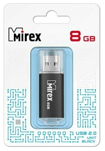 Накопитель USB 2.0 8GB Mirex UNIT 13600-FMUUND08 чёрный (ecopack)