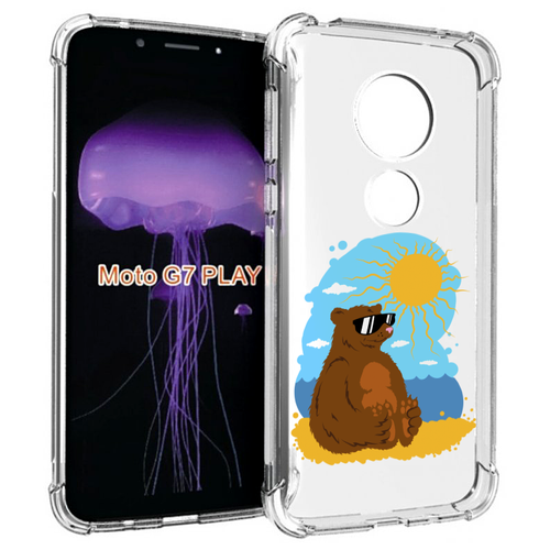 Чехол MyPads медведь на чиле для Motorola Moto G7 Play задняя-панель-накладка-бампер