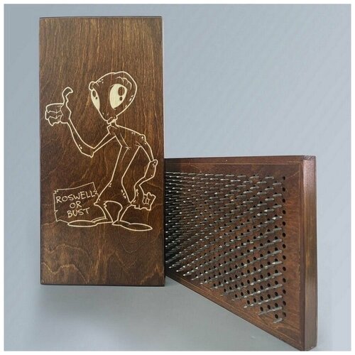 фото Доска садху с динамическими гвоздями, шаг 10мм, цвет венге модель космос (пришелец) - 235 сила души и тела