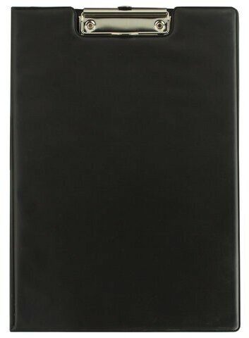 Папка-планшет BRAUBERG, А4 (340х240 мм), с прижимом и крышкой, картон/ПВХ, россия, черная, 221488