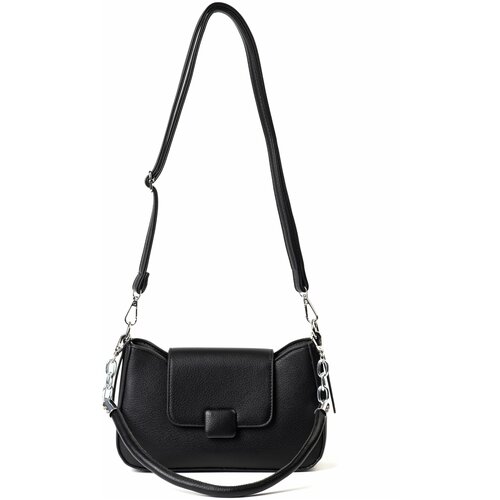 фото Сумка багет , фактура зернистая, черный lujo bags