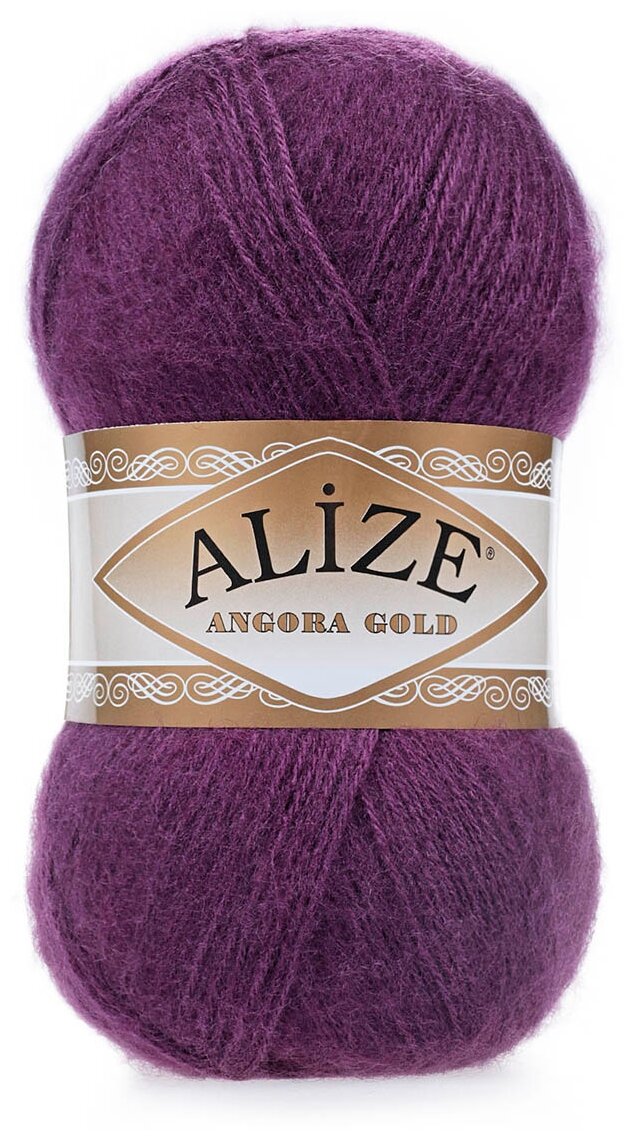 Пряжа для вязания ALIZE 'Angora Gold' 100гр. 550м (80%акр, 20%шерсть) ТУ (111 т.лиловый), 5 мотков