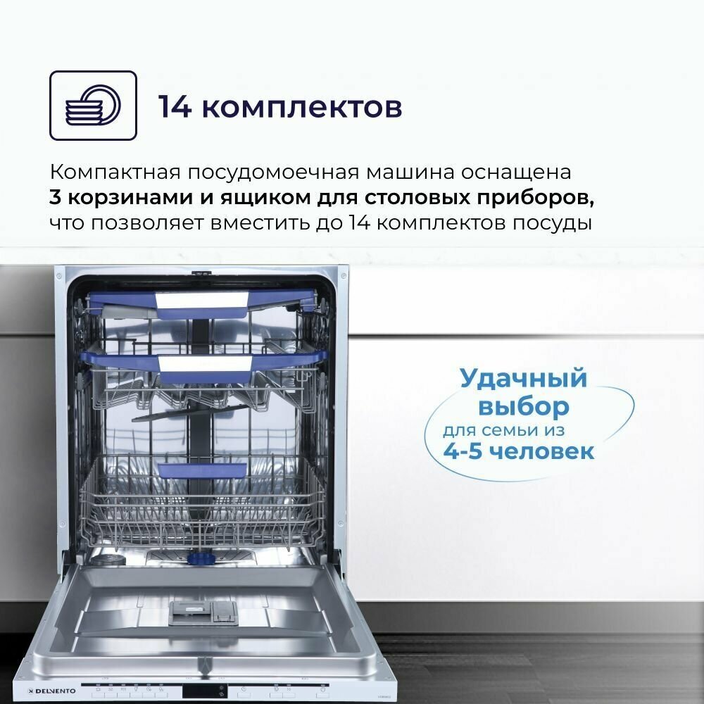 Посудомоечная машина встраиваемая 60 см Delvento VGB6602 6 программ - фотография № 3