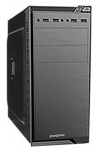 Exegate EX272749RUS Корпус Minitower Exegate QA-412U Black, mATX, <без БП>, 2*USB+2*USB3.0, Audio