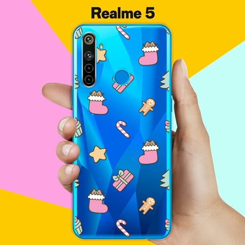 Силиконовый чехол на realme 5 Узор новогодний / для Реалми 5 силиконовый чехол на realme 5 узор 13 для реалми 5