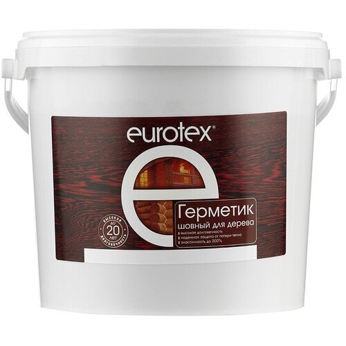 Герметик шовный для дерева Eurotex орех 6 кг герметик акриловый шовный для дерева eurotex 6кг орех