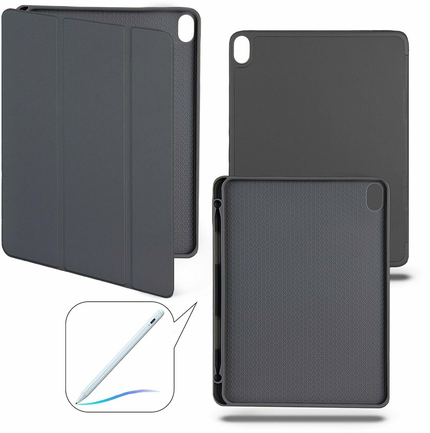 Чехол-книжка для iPad Air 4 (10.9", 2020) / iPad Air 5 (10.9", 2022) с отделением для стилуса, темно-серый