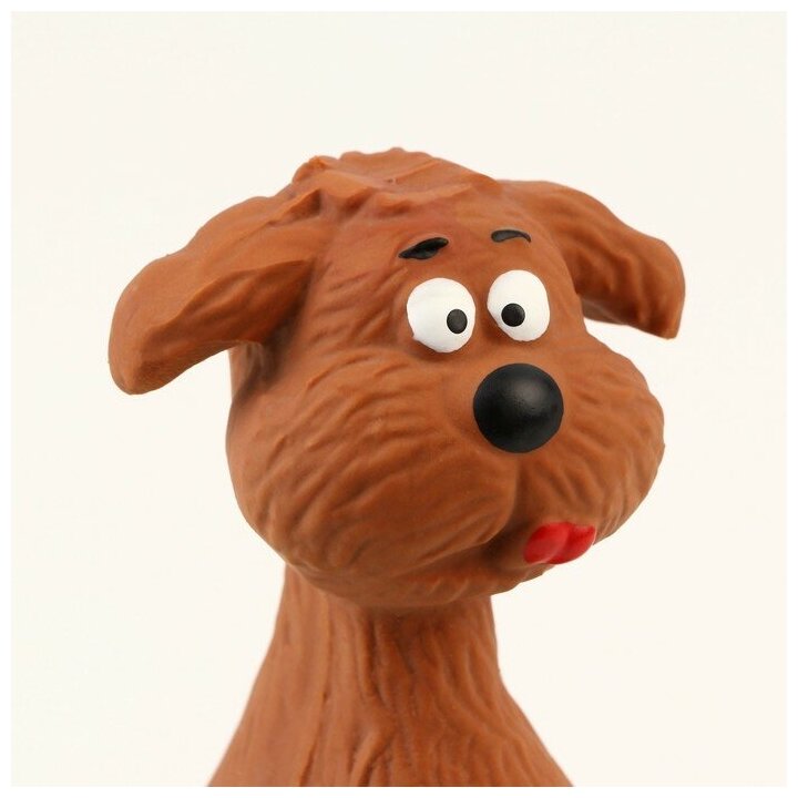 Игрушка пищащая для собак "Пёс-кегля", 14 см, коричневый/розовый - фотография № 4