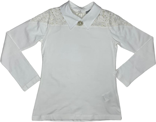 Школьная блуза Deniz, размер 152, белый, бежевый