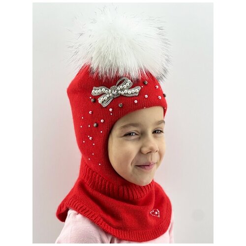 Шапка-шлем для девочки Джульетта, цвет красный, размер 48-50