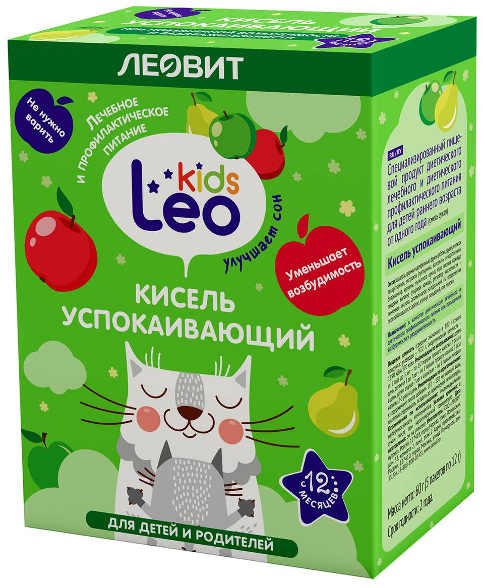 Leo Kids Кисель успокаивающий для детей. 5 пакетов по 12 г. Упаковка 60 г
