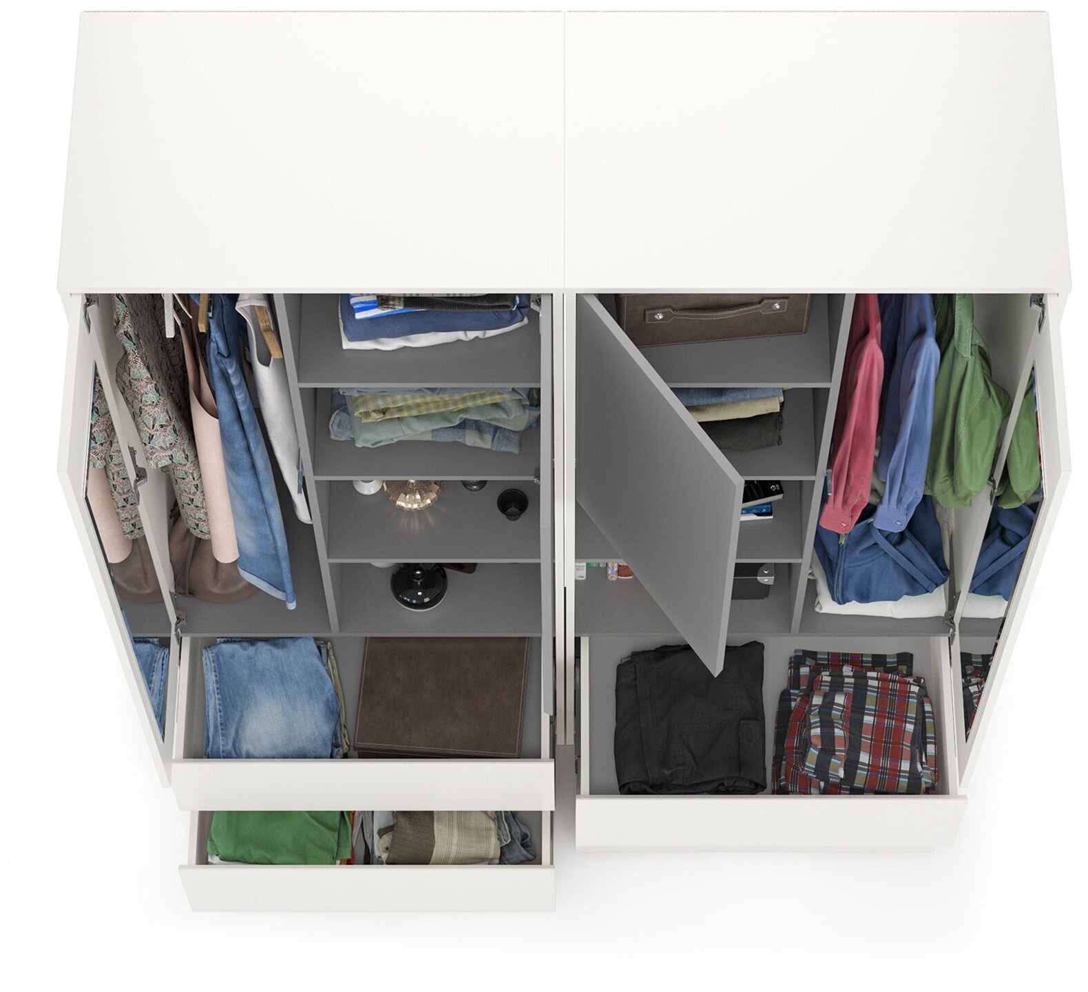 Два шкафа для одежды для молодёжной Торонто, цвет белый шагрень/стальной серый, ШхГхВ 160х53х195,7 см, универсальная сборка - фотография № 4