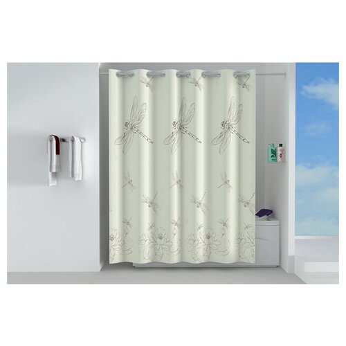 Занавеска для ванной ofelis стрекозы 200х180 см полиэстер молочная 4096₽