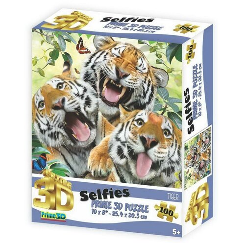 Пазл Prime 3D Тигры селфи 100 элементов ! super 3d puzzle новогоднее селфи тигрят 100 элементов