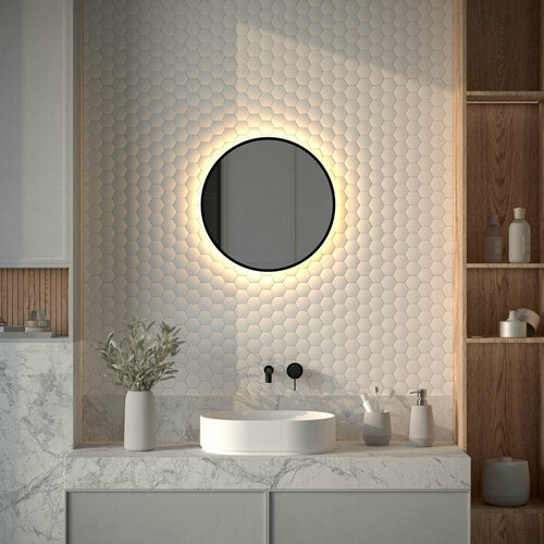 Зеркало с окантовкой и LED-подсветкой настенное AURA DEFESTO 50 см Без выключателя для гостиной прихожей спальни кабинета и ванной комнаты DF 2992 4999₽