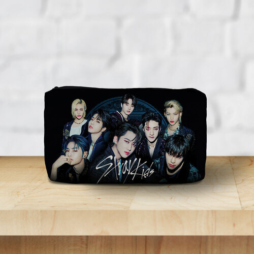 Пенал Daddy Bags Stray Kids, для девочек, мягкий, на молнии, текстиль, черный