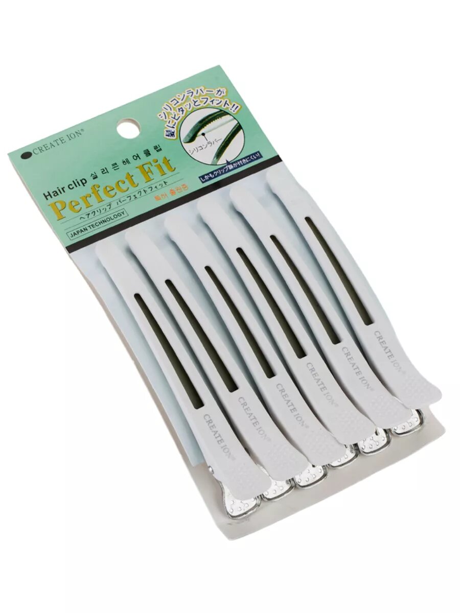 Парикмахерские зажимы для волос Lunaport, с силиконовыми вставками, длина 11 см, 6 штук, белые — фото 1