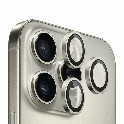 BlueO стекло на камеру iPhone 16 Pro/16 Pro Max, Camera lens Armor Aluminium 3 шт. Natural Grey (+installer) серый