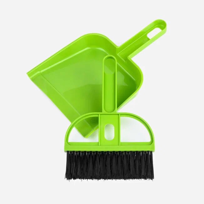 Набор для уборки маленький совком и щетка, пластиковый, (лайм) — фото 1