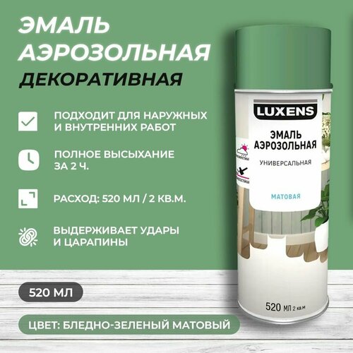 фото Эмаль аэрозольная декоративная luxens матовая цвет бледно-зеленый 520 мл