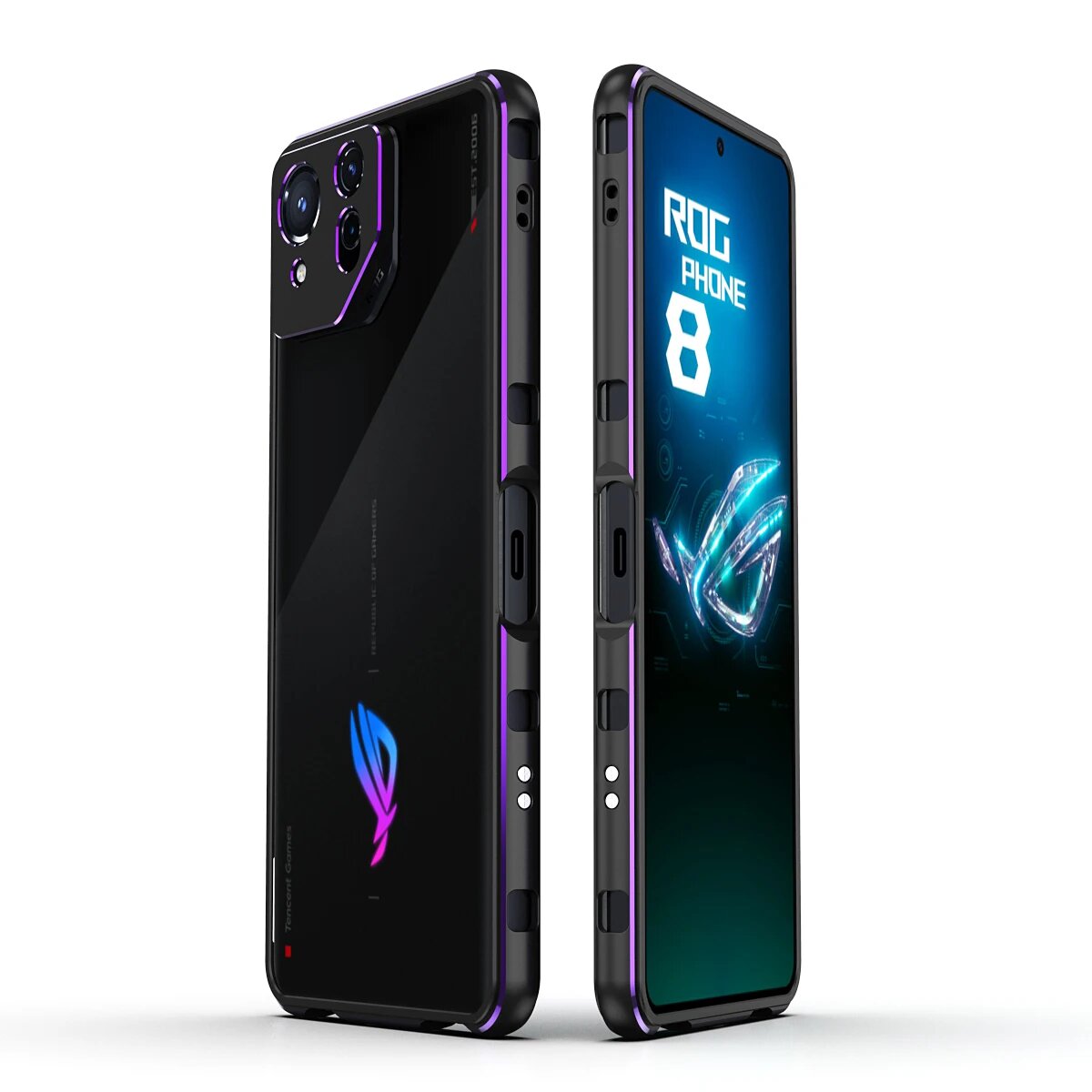 Ультратонкий металлический алюминиевый бампер-чехол для ASUS ROG For ROG phone 9 FE, black purple