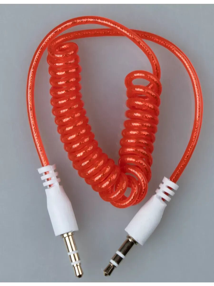 AUX кабель в машину mini jack 35 mm цвет красный длина 1 метр